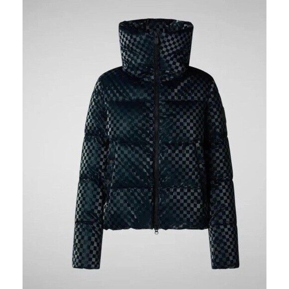 Save The Duck Alas Damy19 Black Checkered Quilted Puffer Women's NWT! Sz 2/M - Picture 7 of 16